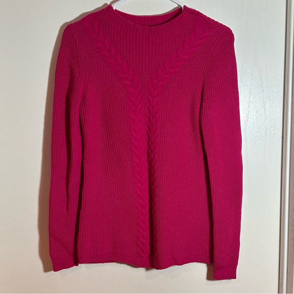 Talbots hot pink cable knit sweater XS‎